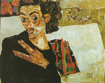 Self-Portrait with Black Container by Egon Schiele